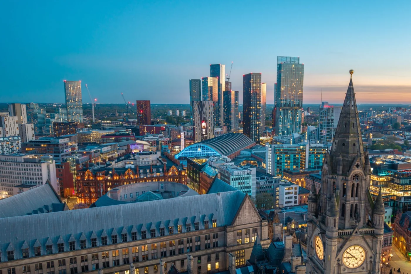 Manchester city skyline and architecture